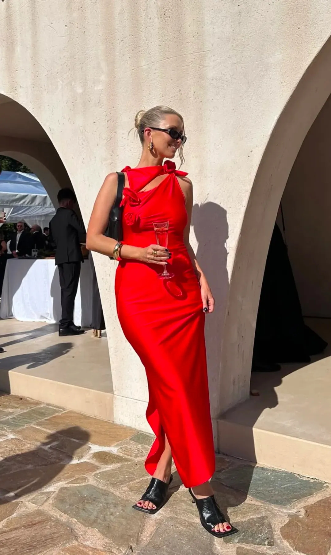 Coperni Asymmetric Flower Gown Red Size S / AU 8 for rent on The Volte - main image