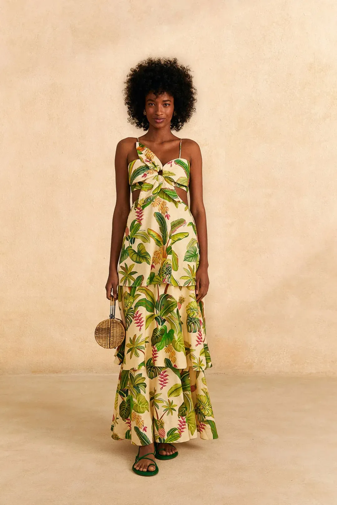 Farm Rio Fruit Forest Maxi Dress Sand/Print Size M / AU 10 for rent on The Volte - main image
