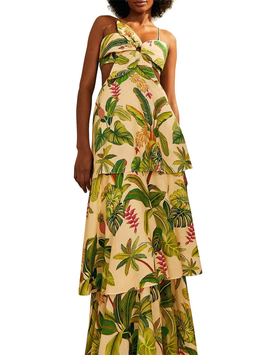 Farm Rio Fruit Forest Maxi Dress Sand/Print Size M / AU 10 for rent on The Volte - main image