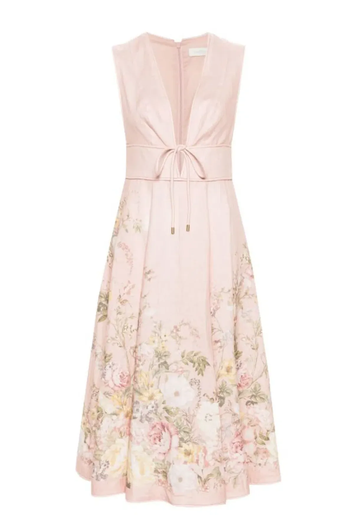 Zimmermann Waverly Plunge Midi Dress Pink Floral Size 2 (AU 12) - Image 5