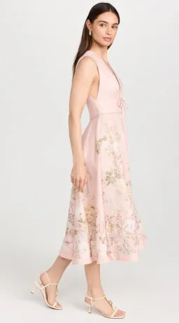 Zimmermann Waverly Plunge Midi Dress Pink Floral Size 2 (AU 12) for rent on The Volte - image 2