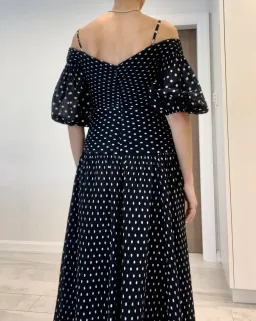 Zimmermann Polka Dot Plissé Chiffon Midi Dress Black Size 0 / AU 8 for rent on The Volte - image 6
