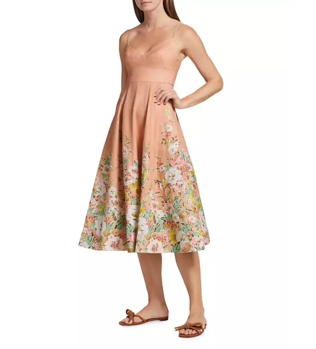 Zimmermann Matchmaker Picnic Dress in Buff & Coral Floral Size 3 / AU 14 for rent on The Volte - main image