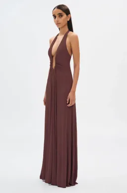 Misha Jennifer Cupro Maxi Dress Cedar Size 8/S for rent on The Volte - image 2