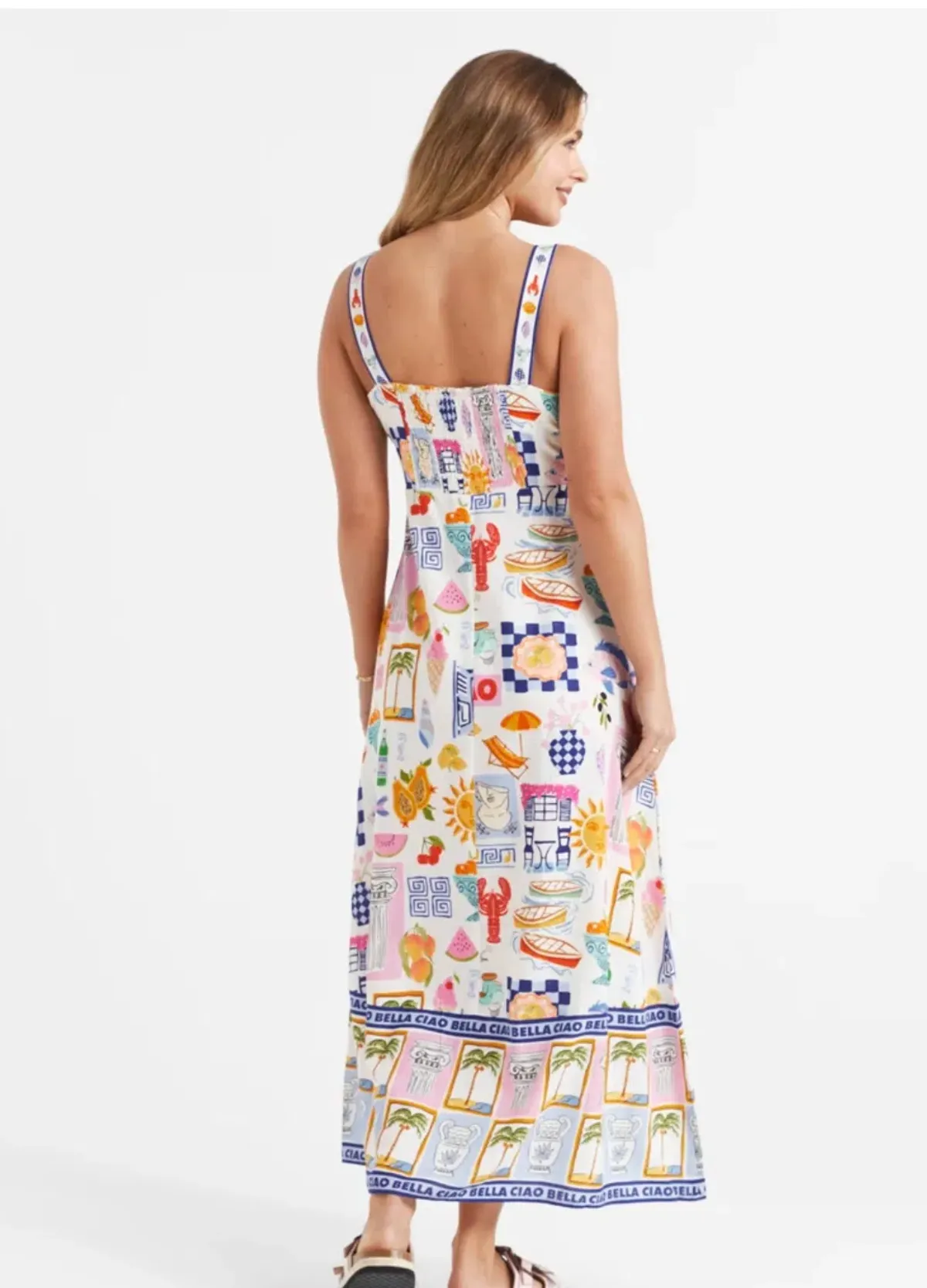 Sportsgirl Kira Linen Blend Midi Dress Multi Size 8 - Image 2
