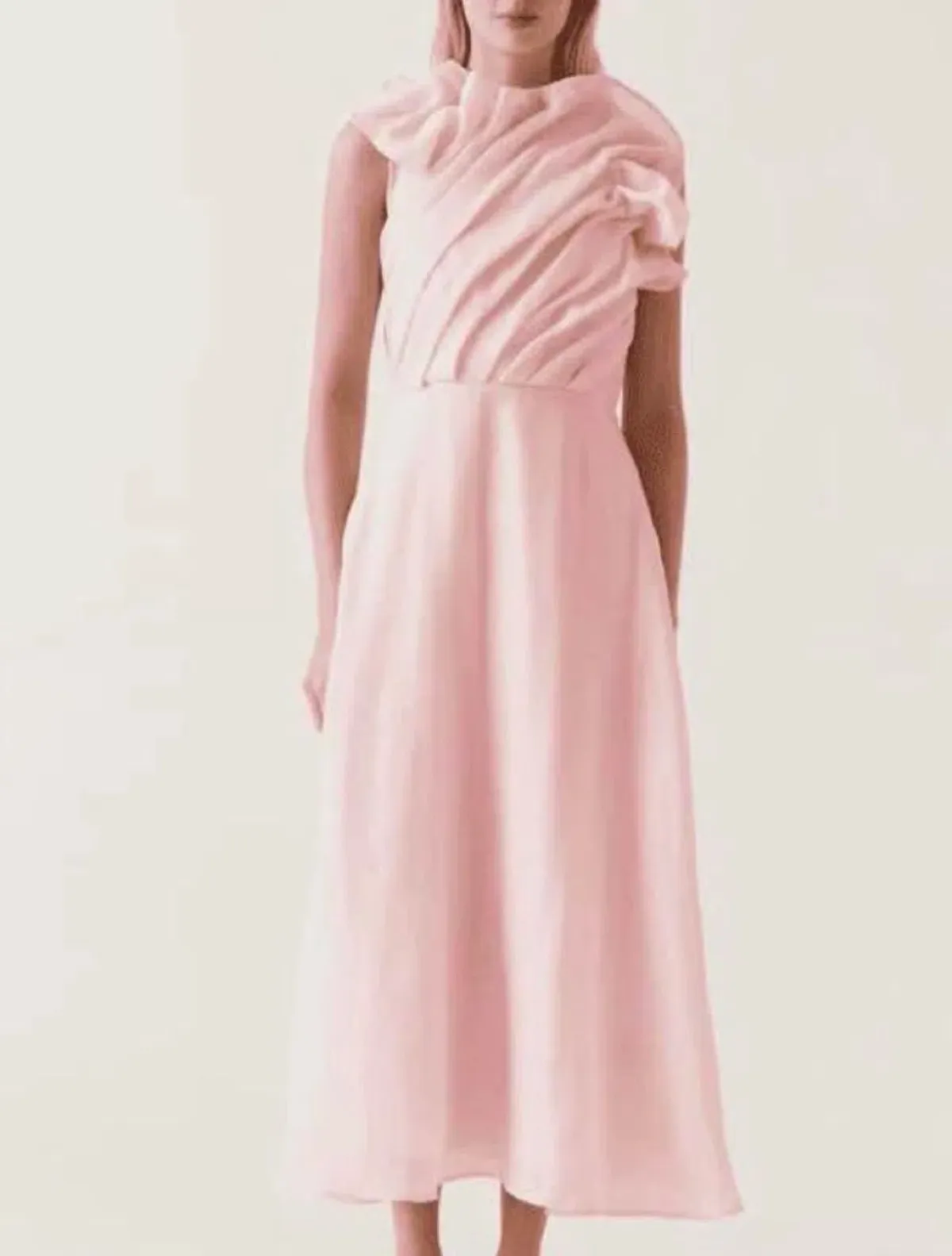 Aje Genesis Midi Dress Pink Size 8 for rent on The Volte - main image