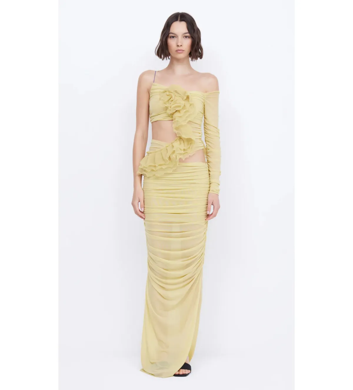 Bec & Bridge Spiral Crush Asymmetrical Maxi Dress in Citrus Size 8 - Image 1
