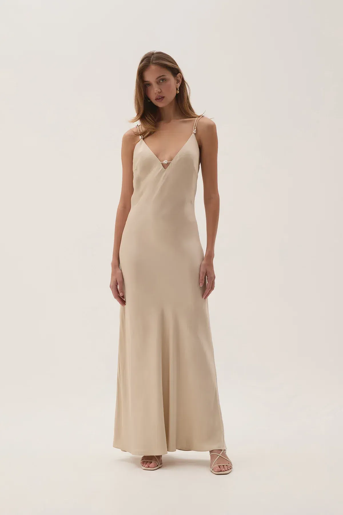 Aje Studio Crossback Midi Dress Oat Size 8 for rent on The Volte - main image