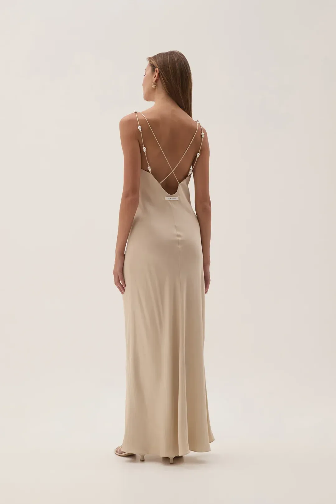 Aje Studio Crossback Midi Dress Oat Size 8 for rent on The Volte - main image