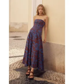 Shona Joy Cartia Strapless Pleated Midi Dress Print Size AU 8 for rent on The Volte - image 1