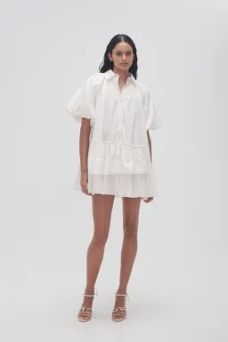 Aje Ambience Smock Mini Dress Ivory Size 6 for rent on The Volte - image 1