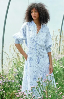 Binny La Casa Azul Midi Dress Blue Print Size 8 for rent on The Volte - image 3