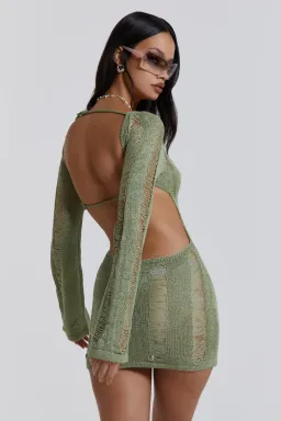 Jaded London Umbra Mini Dress Khaki Size 8 for rent on The Volte - image 3