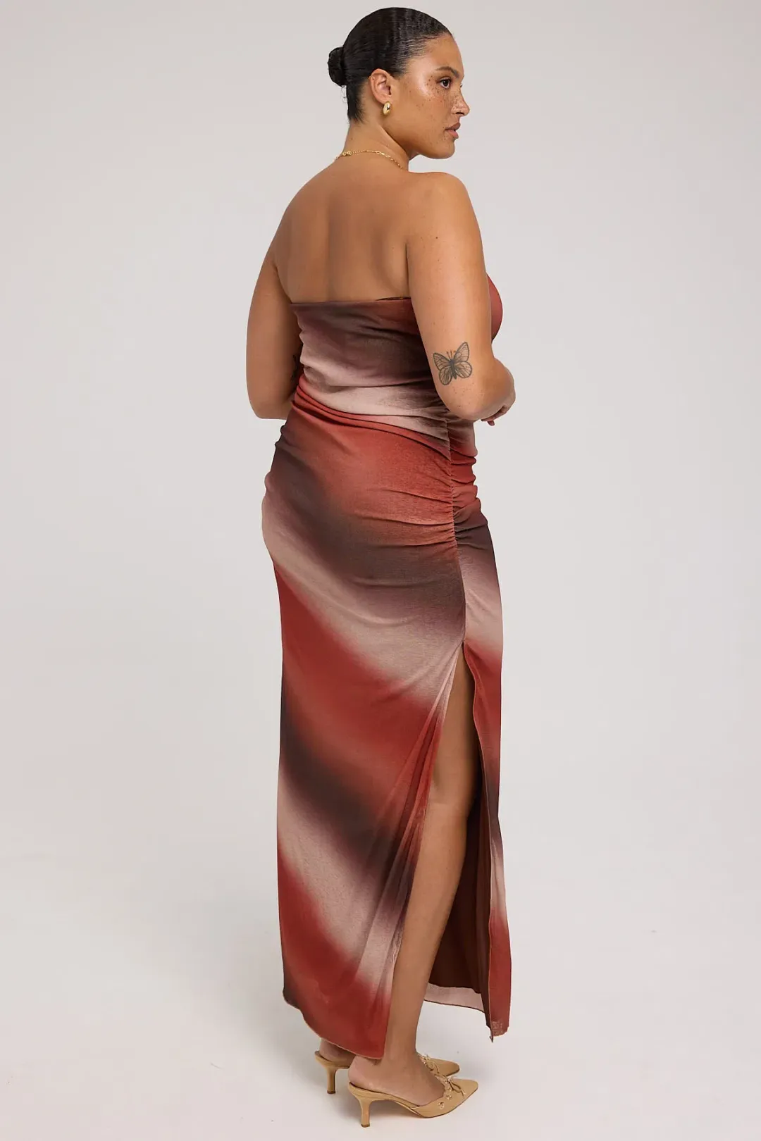Perfect Stranger Superstition Mesh Maxi Dress Brown Print Size 8 for rent on The Volte - main image