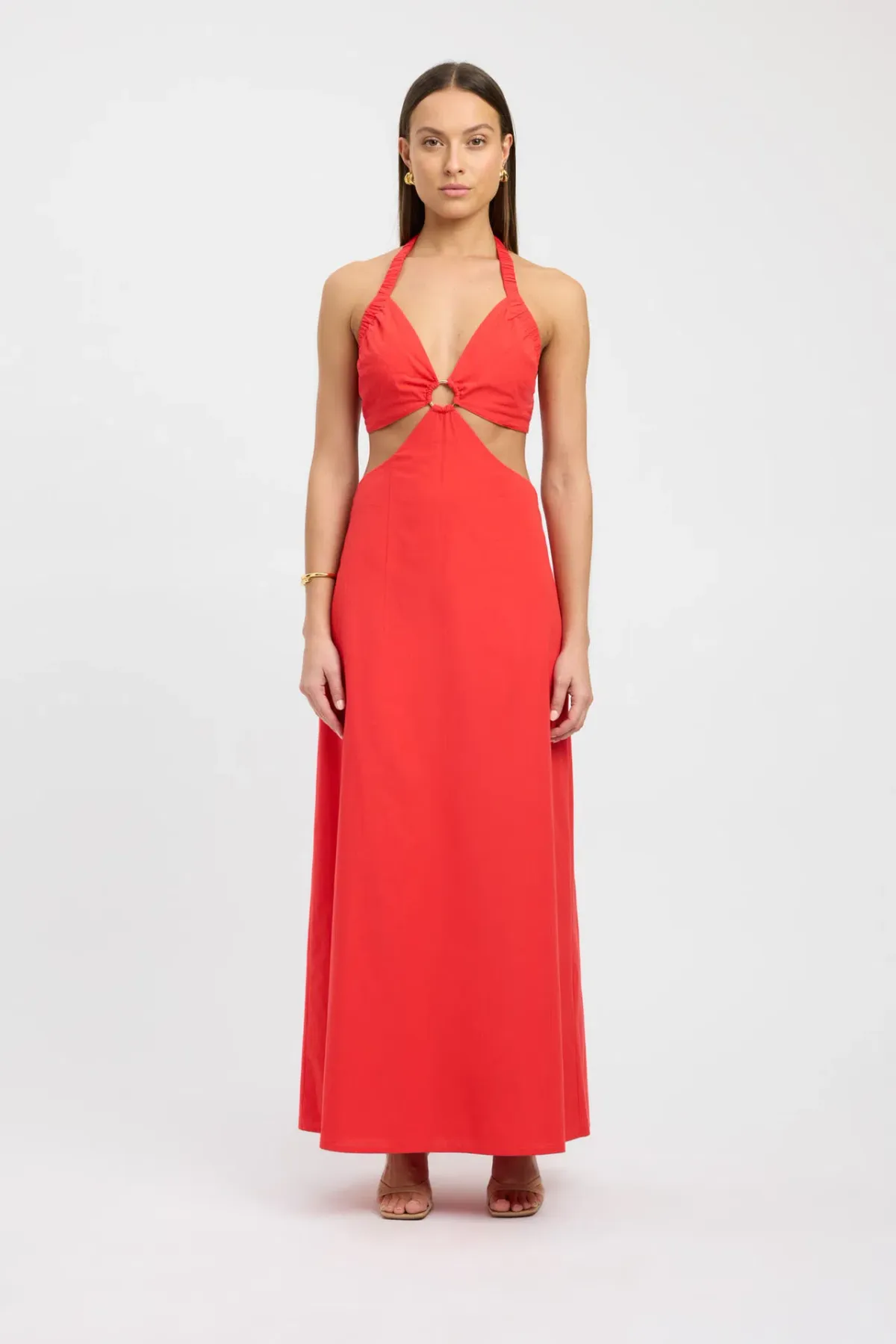 Kookai Romeo Ring Maxi Dress in Strawberry Red Size 8 for rent on The Volte - main image