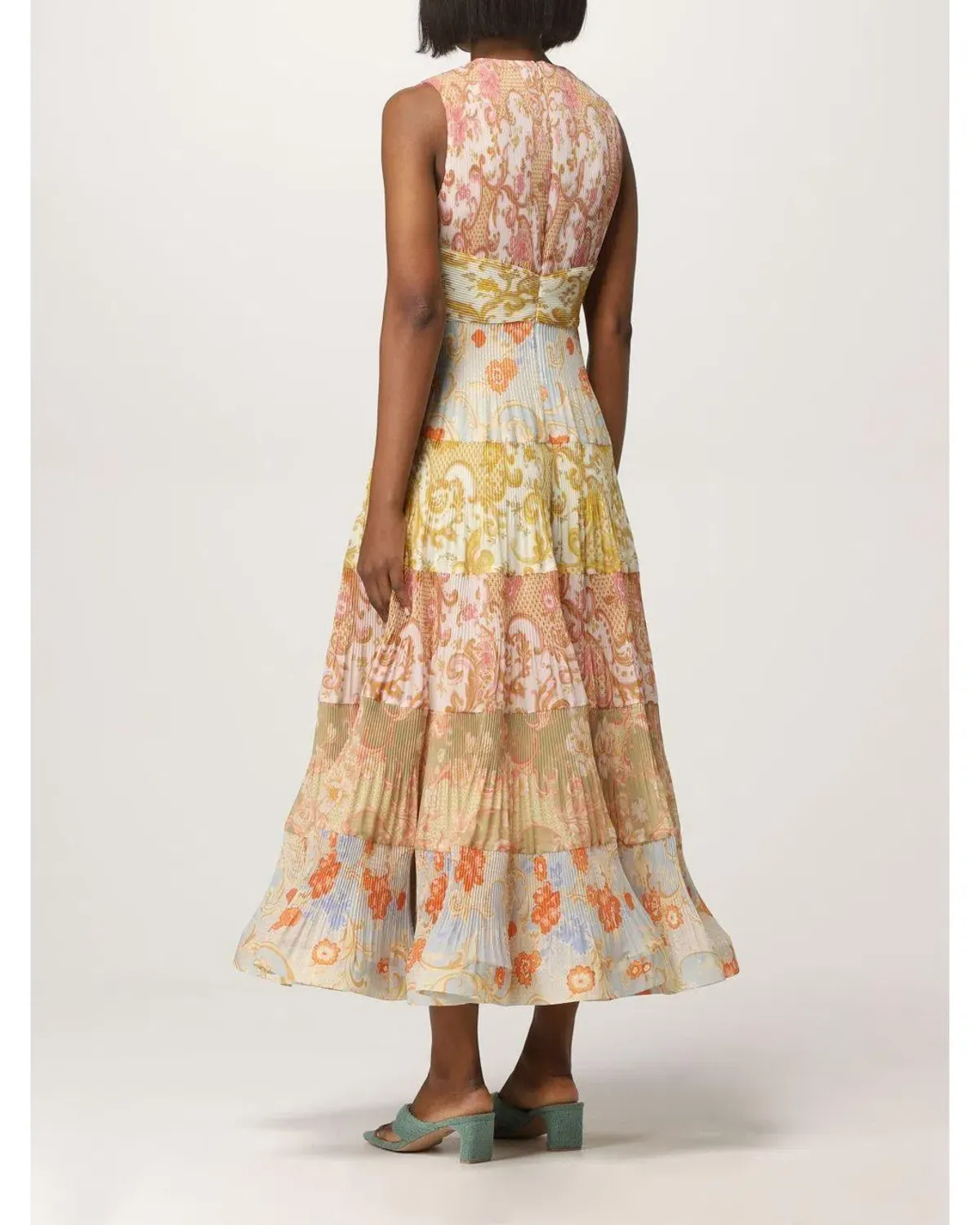 Zimmermann Postcard Pleated Midi Dress Spliced (Size 0 / AUS 8) - Image 3