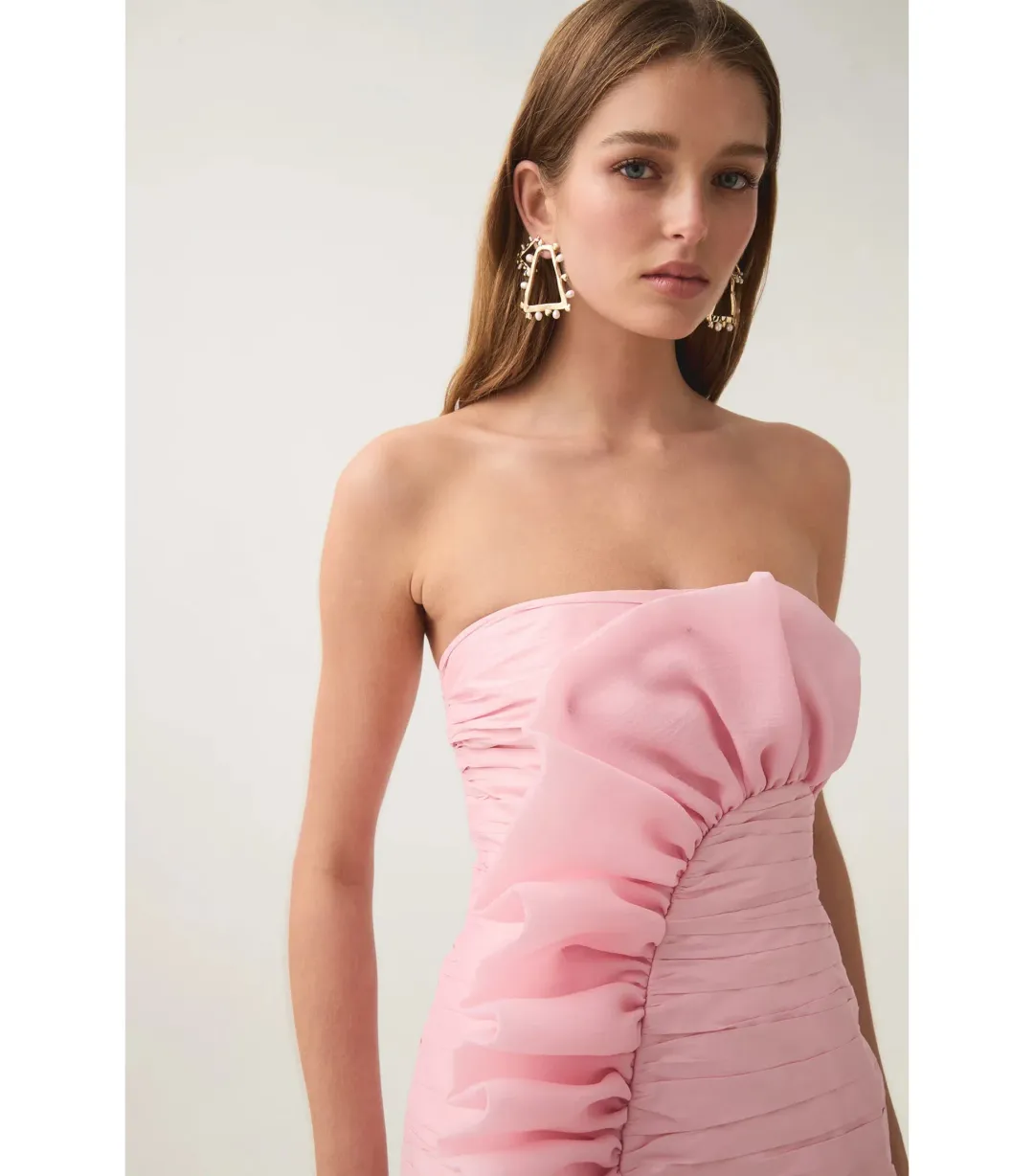 Aje Telma Ruffle Mini Dress Pink Quartz Size AU 8 for rent on The Volte - main image