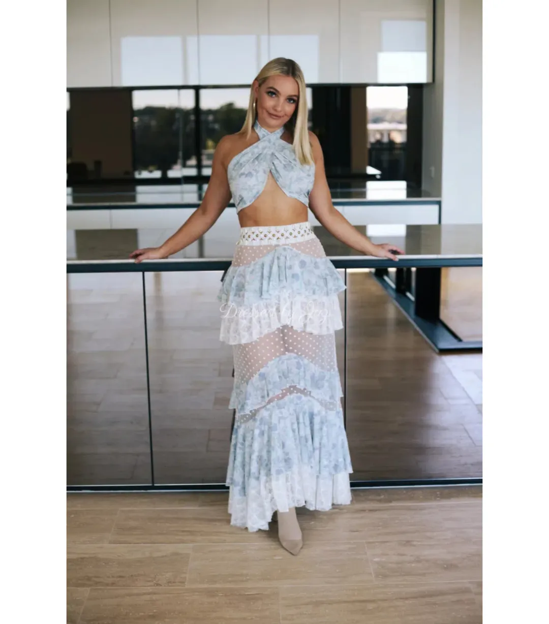 Ixiah The Label Outlaw Top and Skirt Set Light Blue Size AU 6 for rent on The Volte - main image