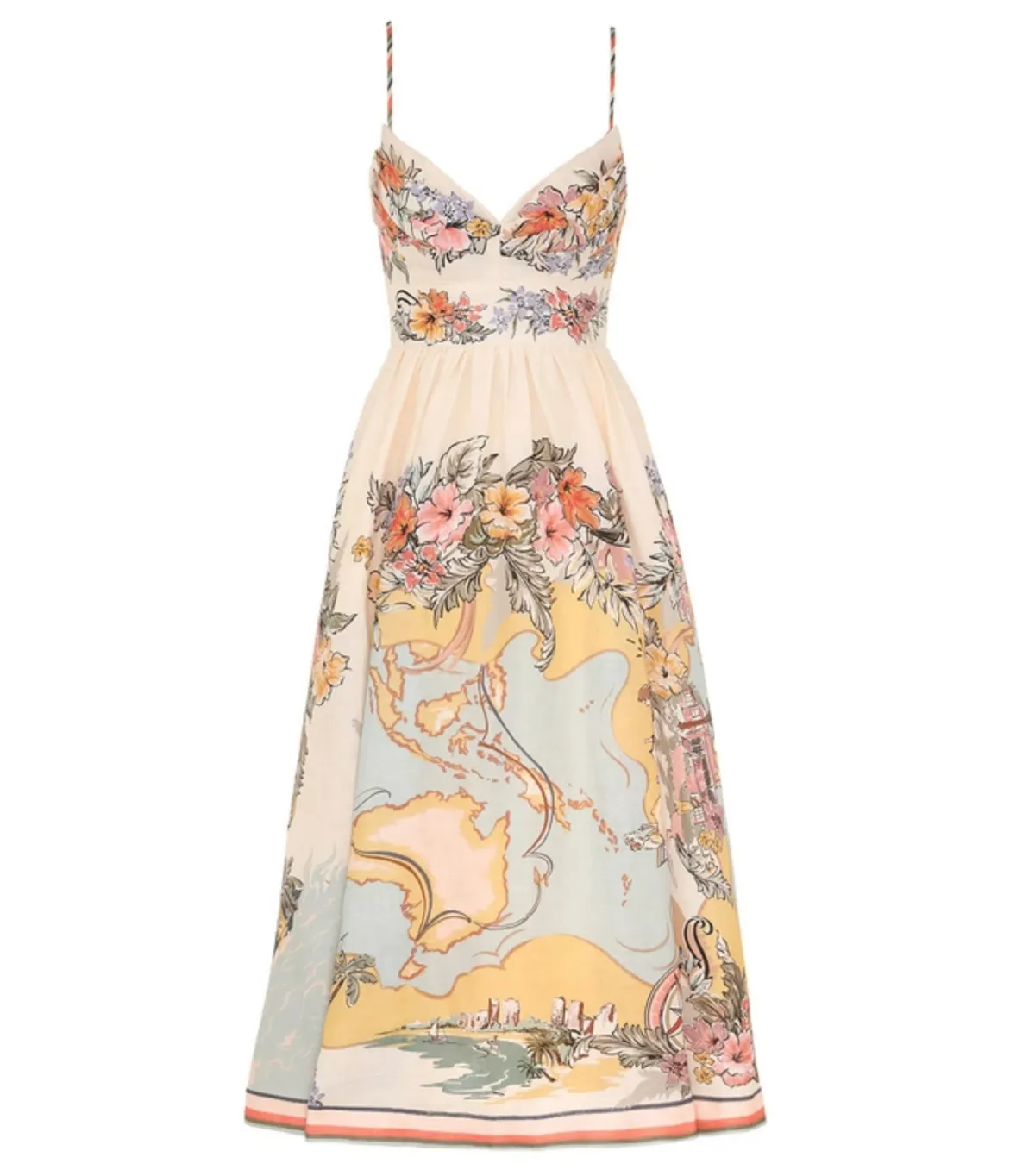 Zimmermann Tallow Tucked Bodice Dress in Nautical Map Size 2 / AU 12 - Image 3