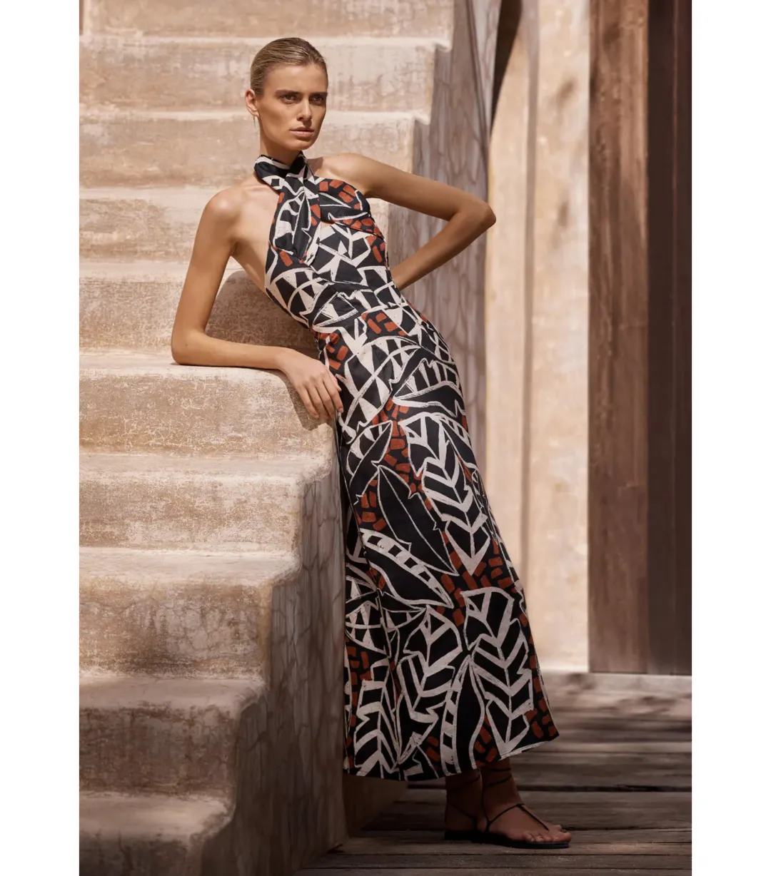 Morrison Malia Linen Halter Dress Print Size AU 12 for rent on The Volte - main image
