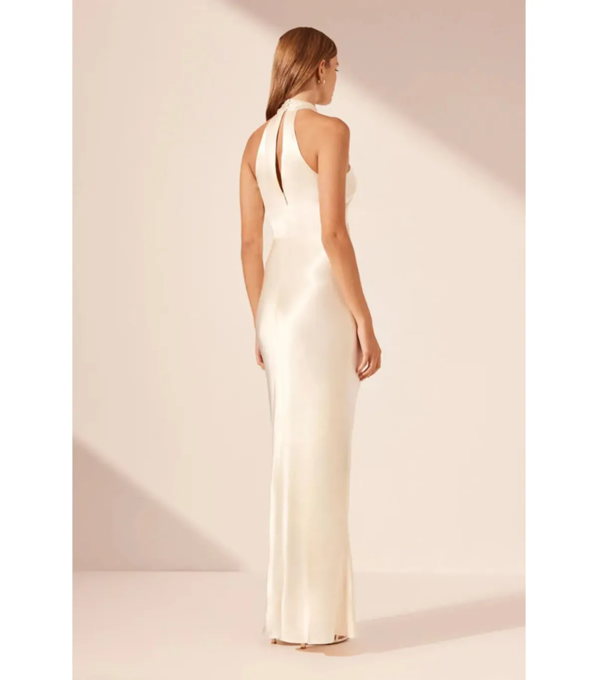 Shona Joy La Lune High Neck Twist Maxi Dress Cream Size AU 10 - Image 4