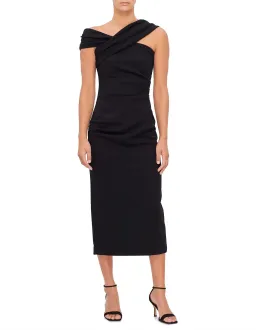 MISHA Brielle Off-Shoulder Midi Dress Black Size 12 for rent on The Volte - image 1