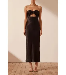 Shona Joy Camille Strapless Cut Out Midi Dress Black Size AU 8 for rent on The Volte - image 1