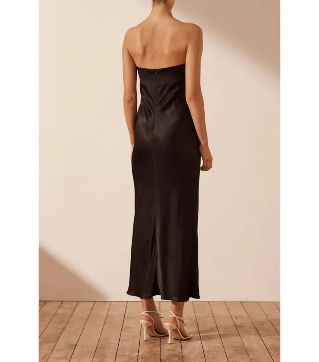 Shona Joy Camille Strapless Cut Out Midi Dress Black Size AU 8 for rent on The Volte - main image