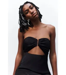 Shona Joy Camille Strapless Cut Out Midi Dress Black Size AU 8 for rent on The Volte - image 5