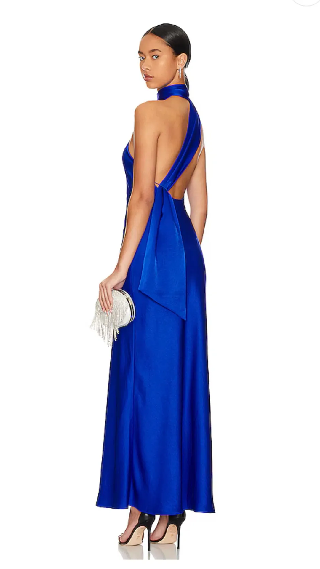 Misha Alastair Satin Gown Maxi Blue Size 8 for rent on The Volte - main image