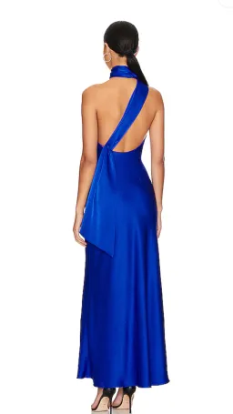 Misha Alastair Satin Gown Maxi Blue Size 8 for rent on The Volte - image 4