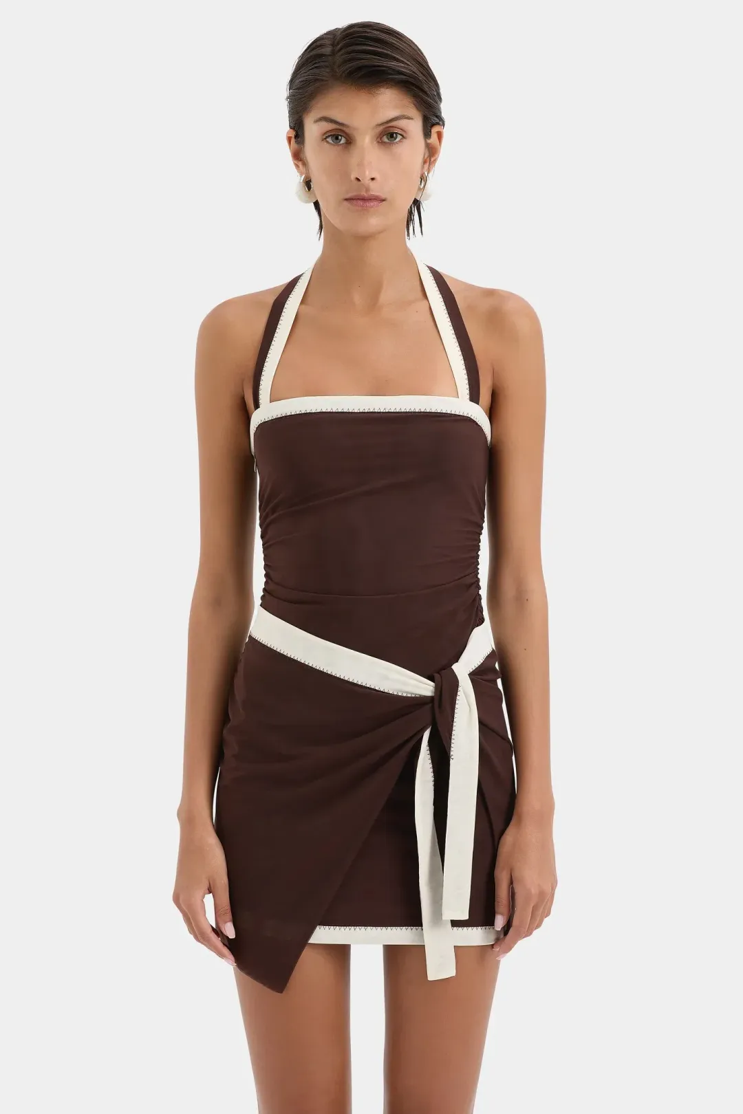 Sir The Label Jacques Mini Dress in Chocolate Size 2/Au 10 for rent on The Volte - main image