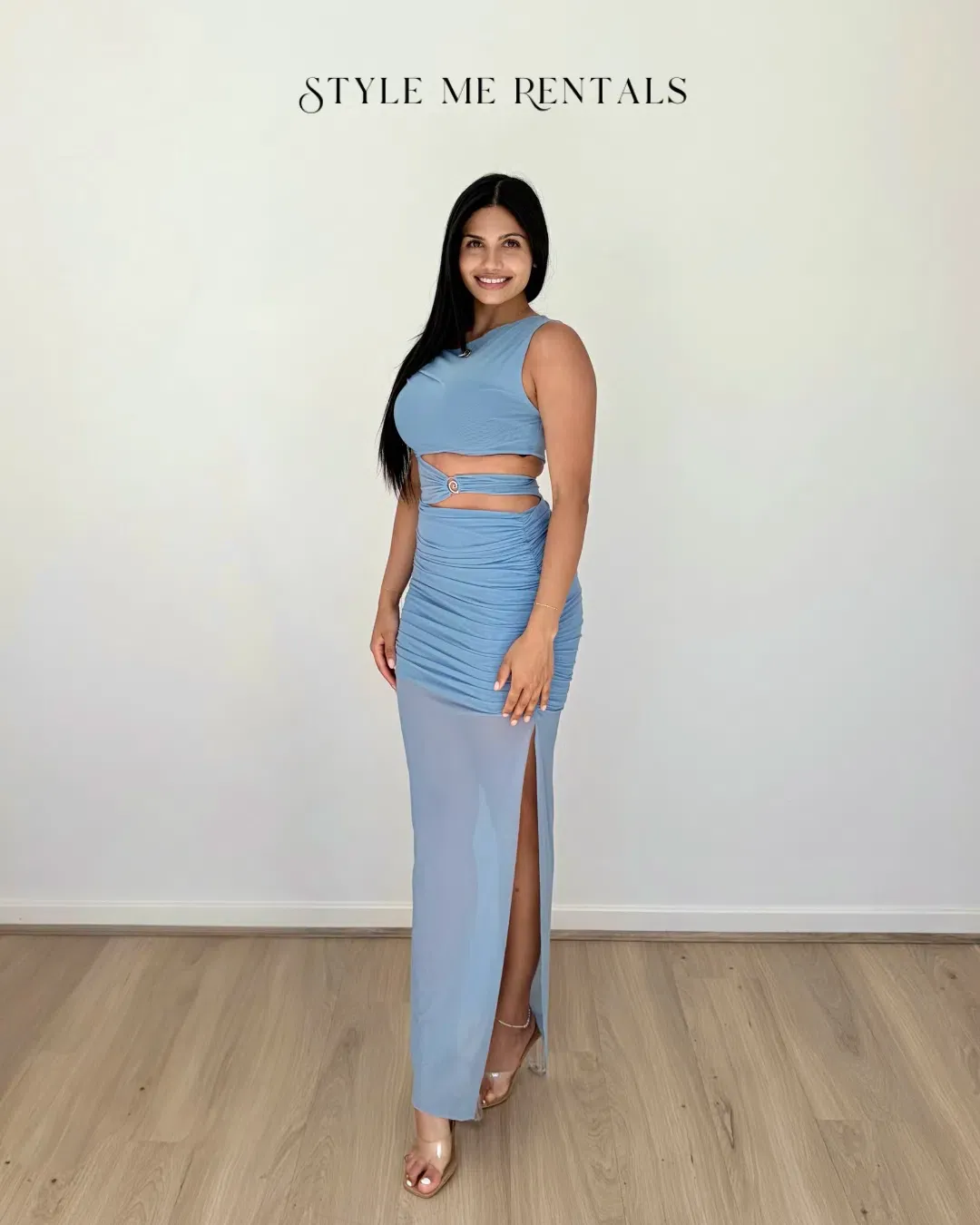 Bec and Bridge Whorl Asym Maxi Dress Meridian Blue Size 8 for rent on The Volte - main image
