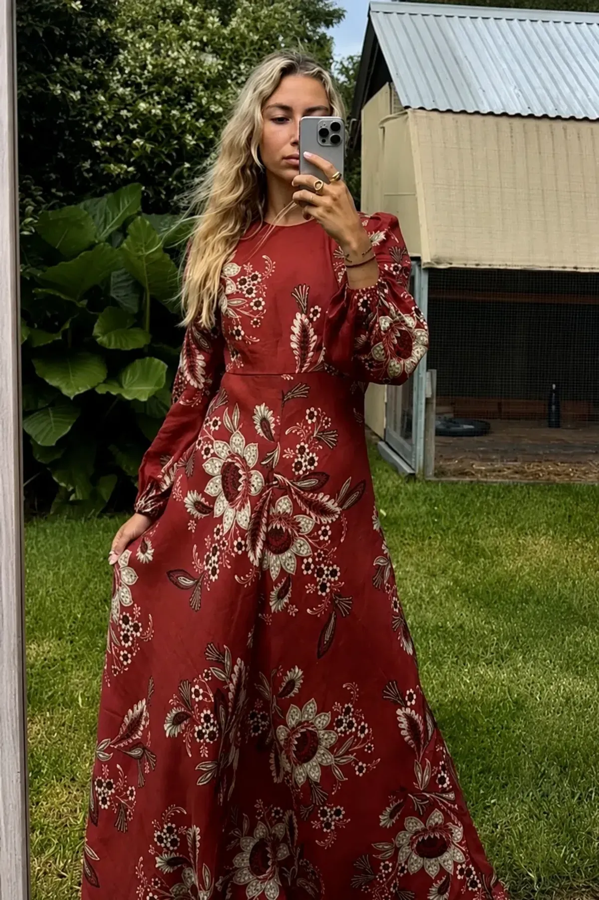 Zimmermann Juno Rosa Batik Linen Midi Dress Floral Size 1/ AU 10 - Image 1