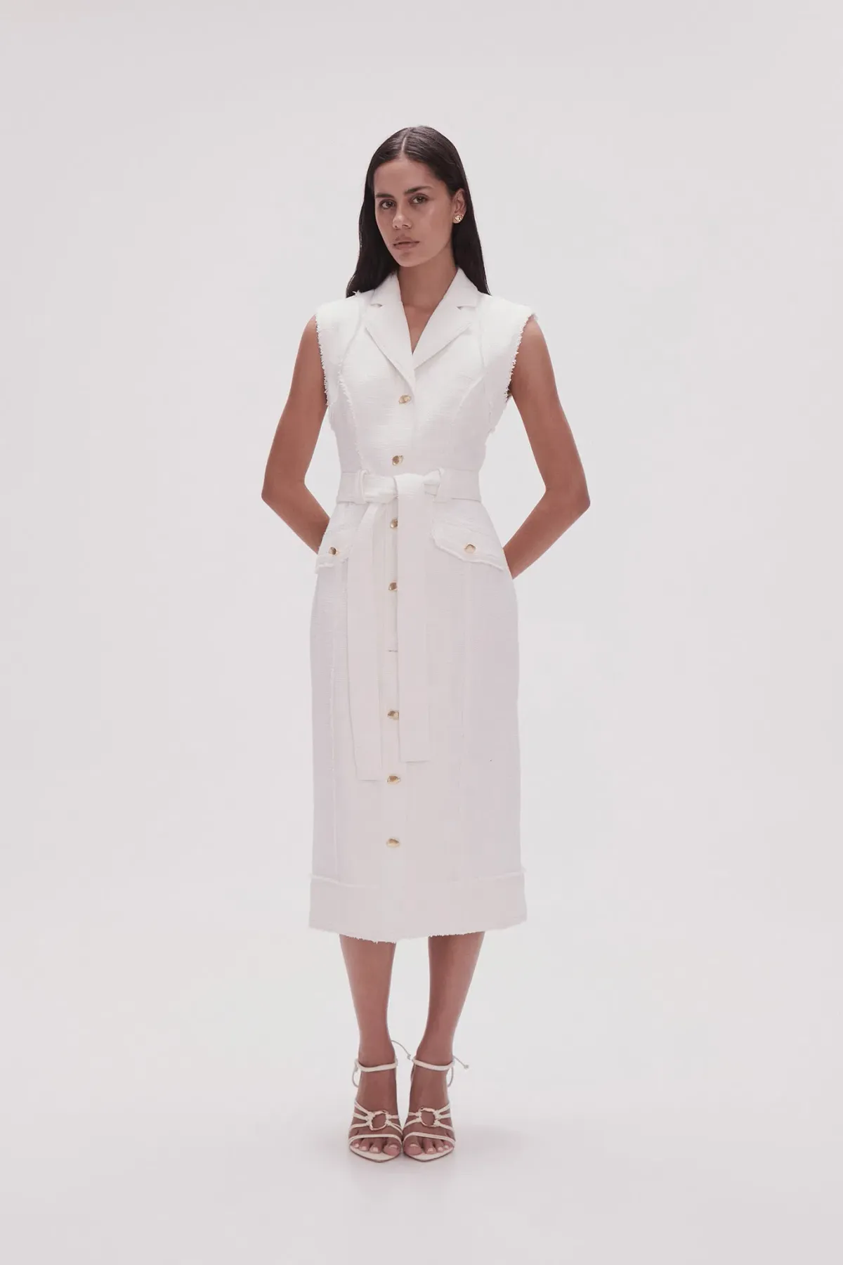 Aje Celine Utility Midi Dress Ivory Size 8 - Image 2