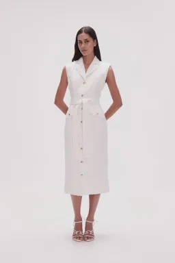 Aje Celine Utility Midi Dress Ivory Size 8 for rent on The Volte - image 2