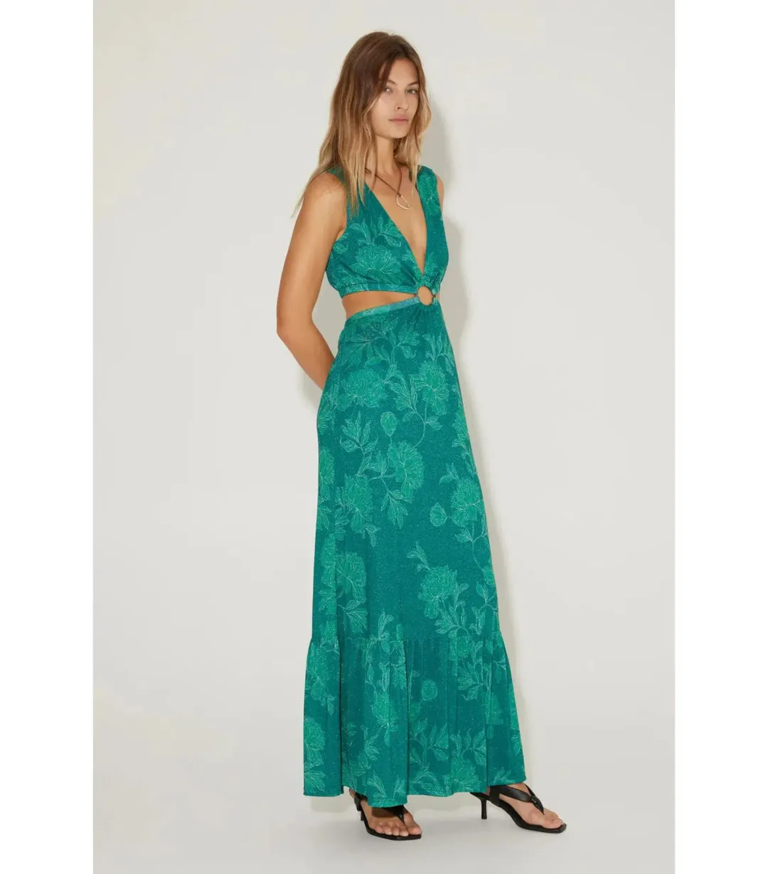 Hansen and Gretel Medusa Dress in Jade Floral Size XS / AU 6 for rent on The Volte - main image