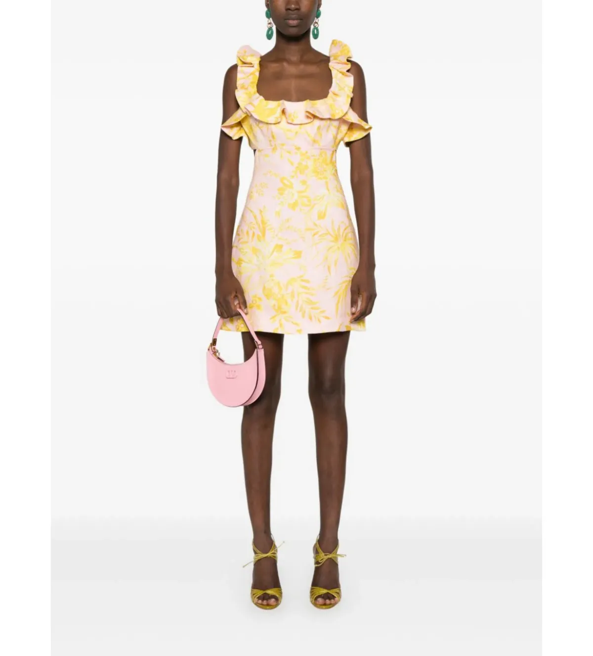 Zimmermann The Golden Ruffle Mini Dress in Pink/Gold Floral Size 2 / AU 12 - Image 1