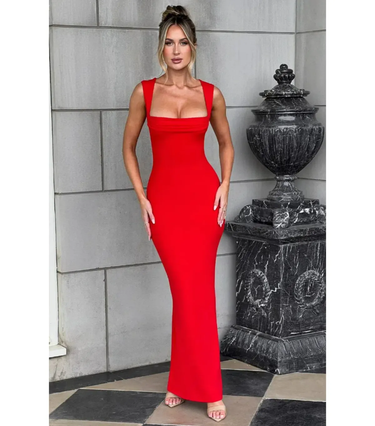 Bamba Helena Maxi Dress Red Size XS / AU 6 for rent on The Volte - main image