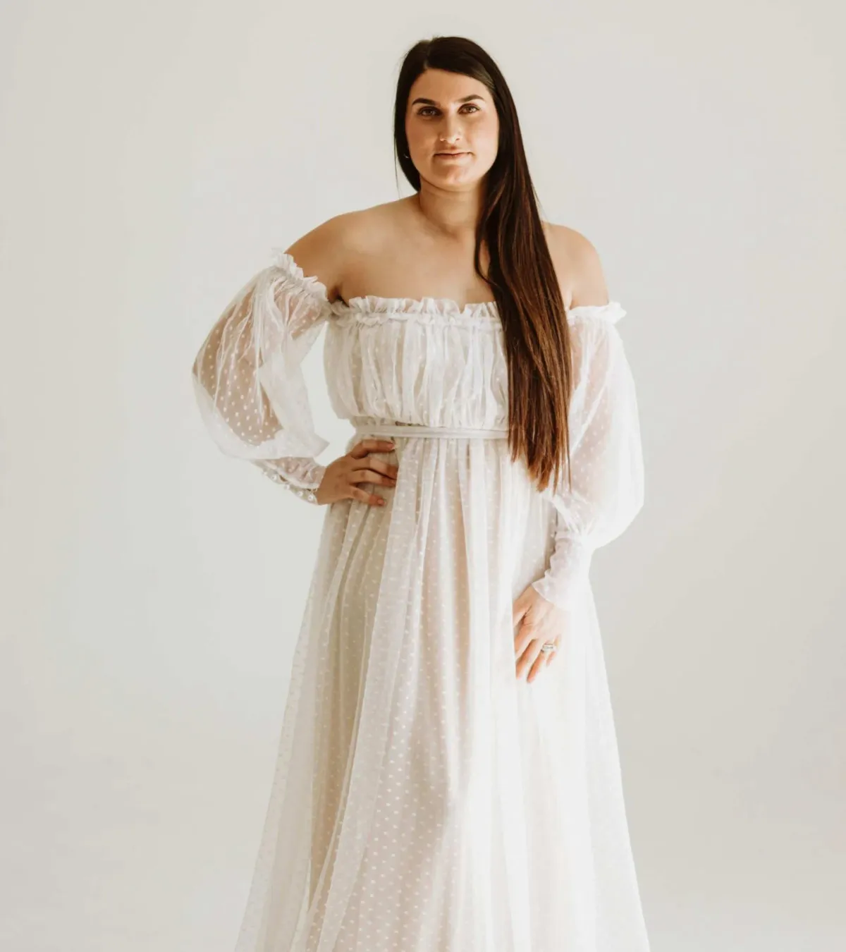 Isadora Tulle Dress White in Nude Lining Size S / AU 10 - Image 2