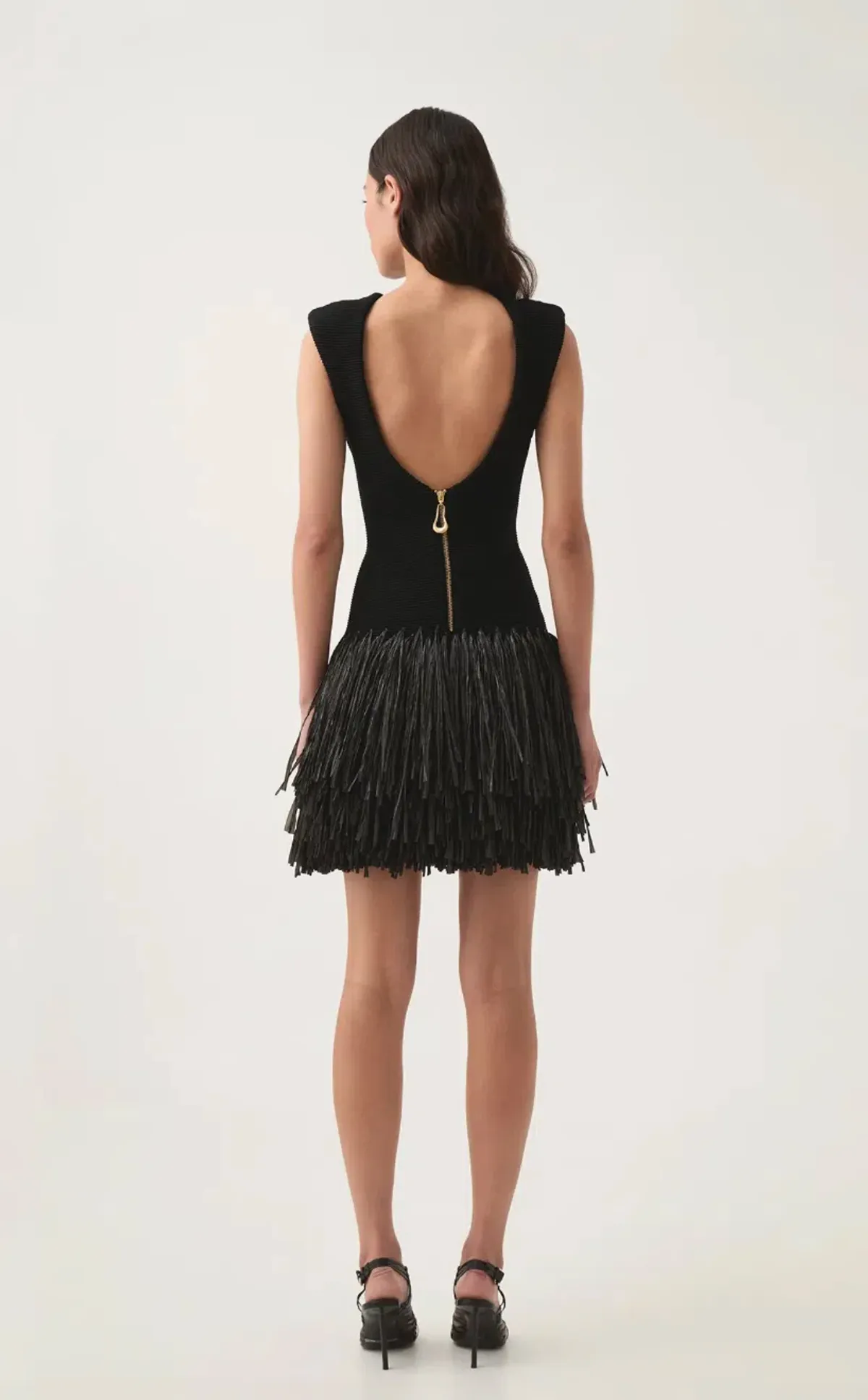 Aje Rushes Raffia Knit Mini Dress Black Size M / AU 10 - Image 2