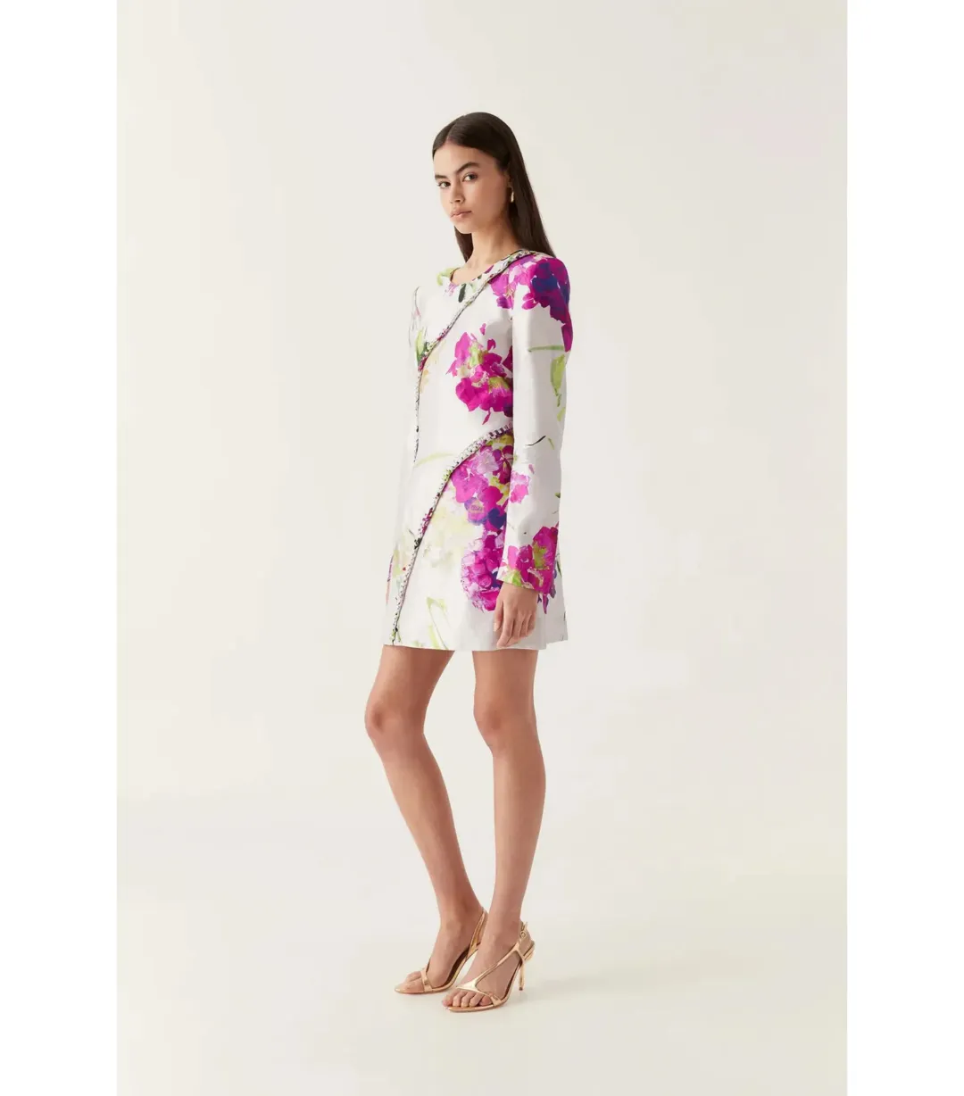 Aje Arbour Whipstitch Mini Dress in Wlid Hydrangea Size AU 8 for rent on The Volte - main image