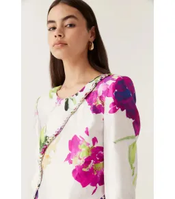 Aje Arbour Whipstitch Mini Dress in Wlid Hydrangea Size AU 8 for rent on The Volte - image 3