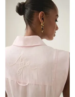 Aje Dulcet Logo Midi Dress Pastel Pink Size 10 for rent on The Volte - image 2