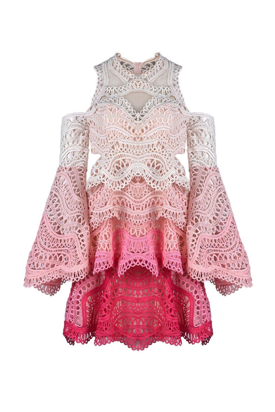 Thurley Rainbow Mini Dress pink lace 6 for rent on The Volte - main image
