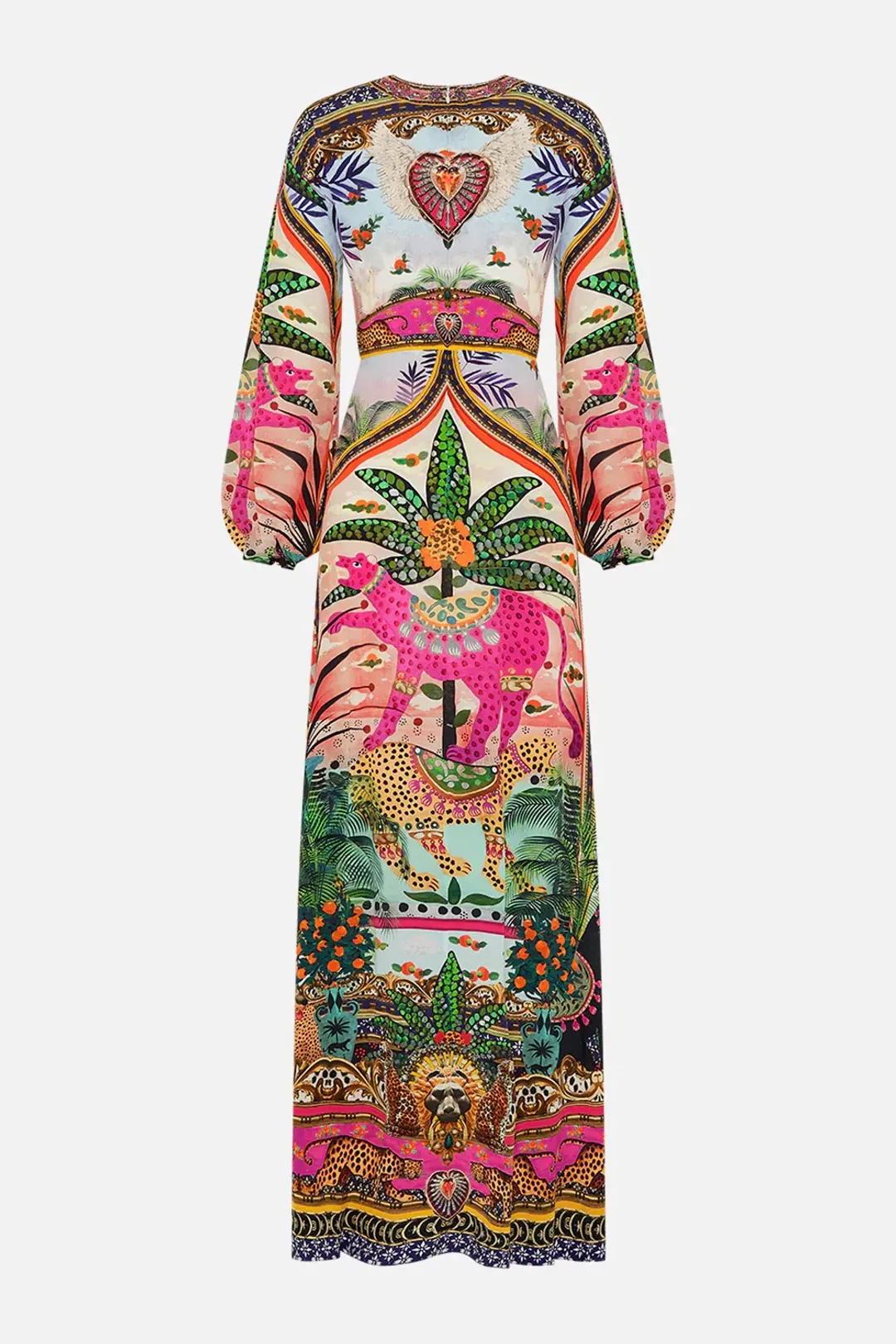 Camilla Alessandros Atlantis Printed Lantern Sleeve Dress Multi Size 14 for rent on The Volte - main image