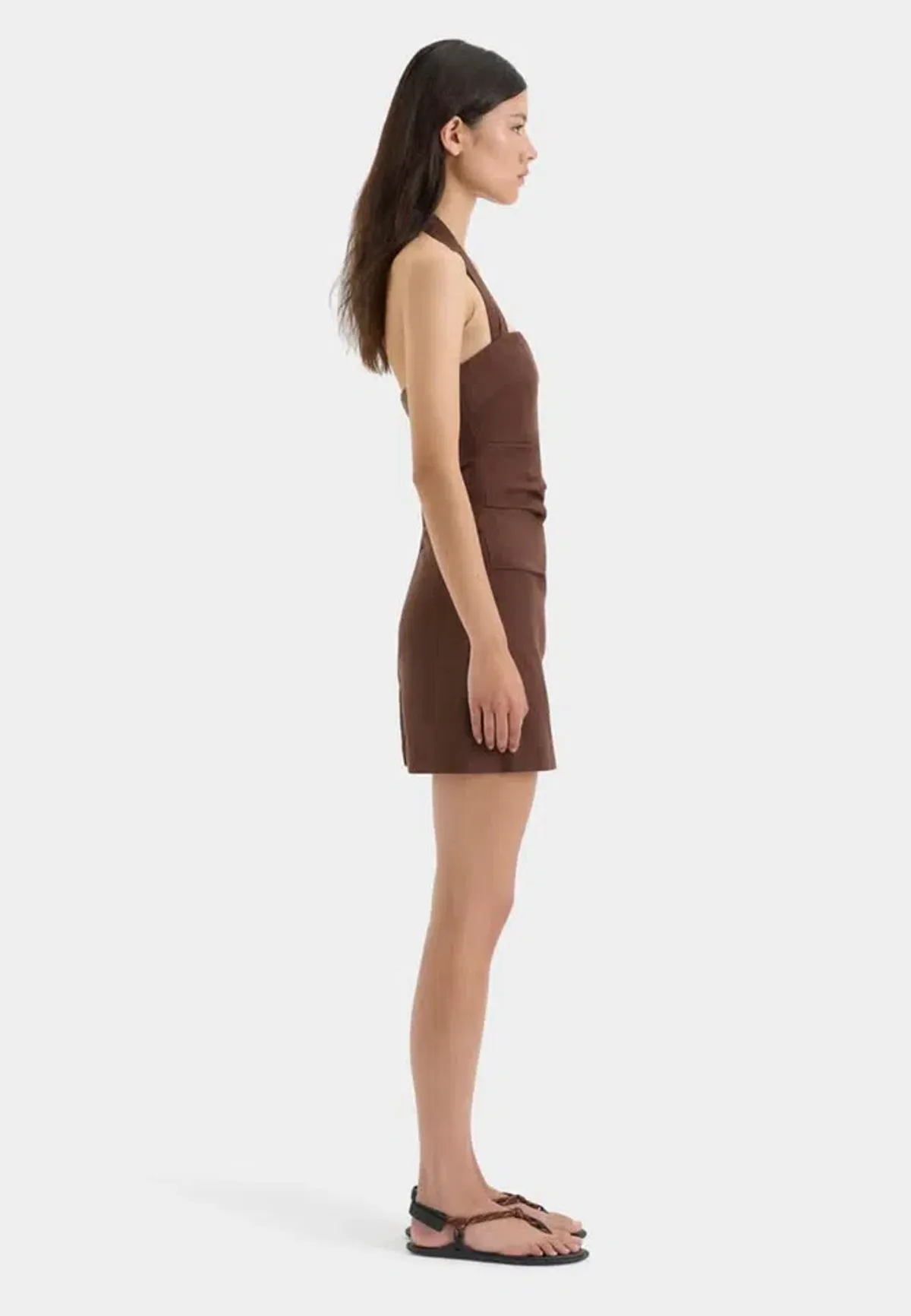 Sir The Label Noemi Halter Mini Dress Chocolate Brown Size 2 / AU 10 - Image 4