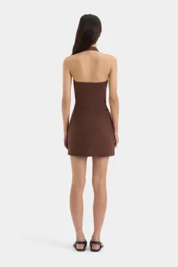 Sir The Label Noemi Halter Mini Dress Chocolate Brown Size 2 / AU 10 for rent on The Volte - image 3