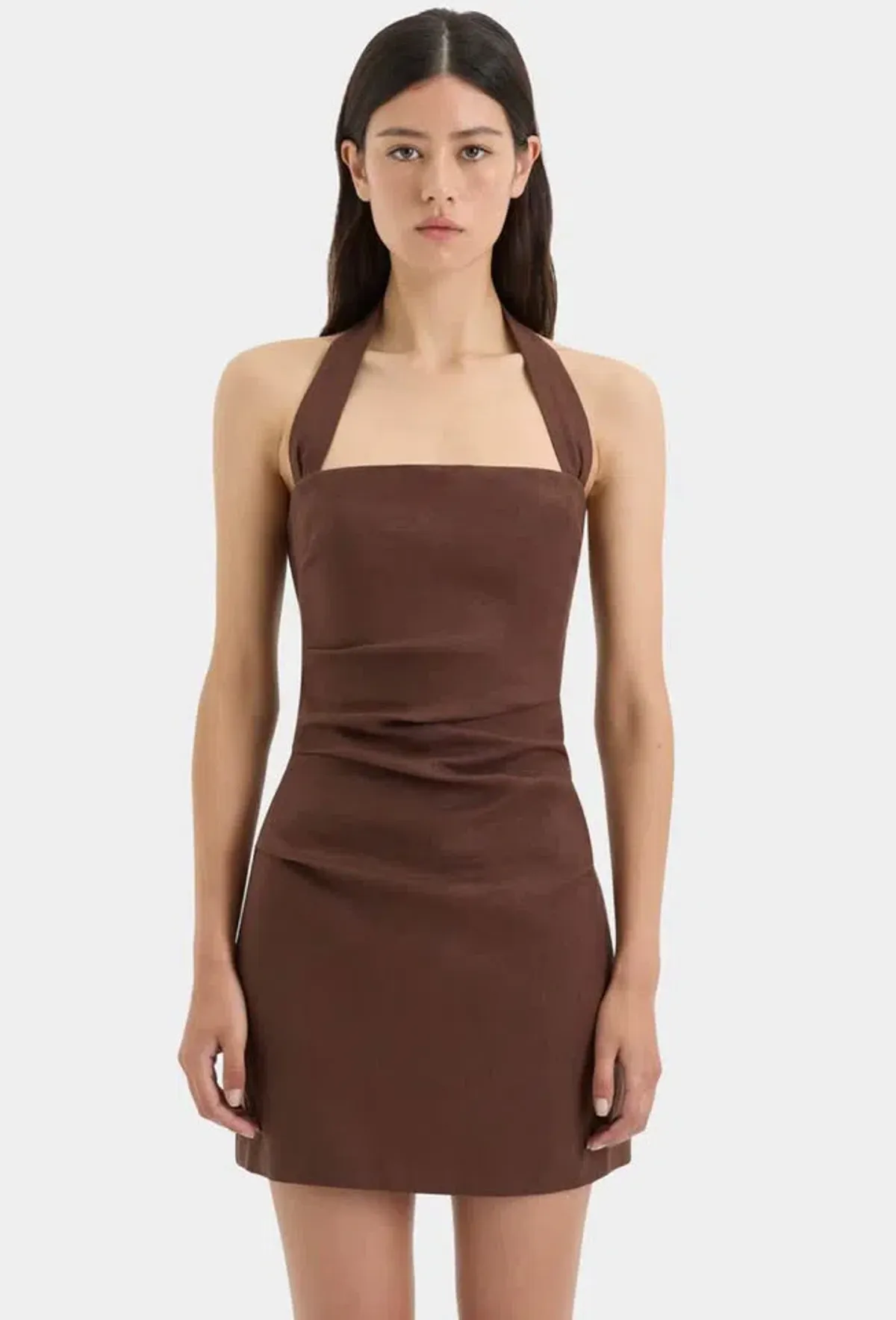 Sir The Label Noemi Halter Mini Dress Chocolate Brown Size 2 / AU 10 - Image 2