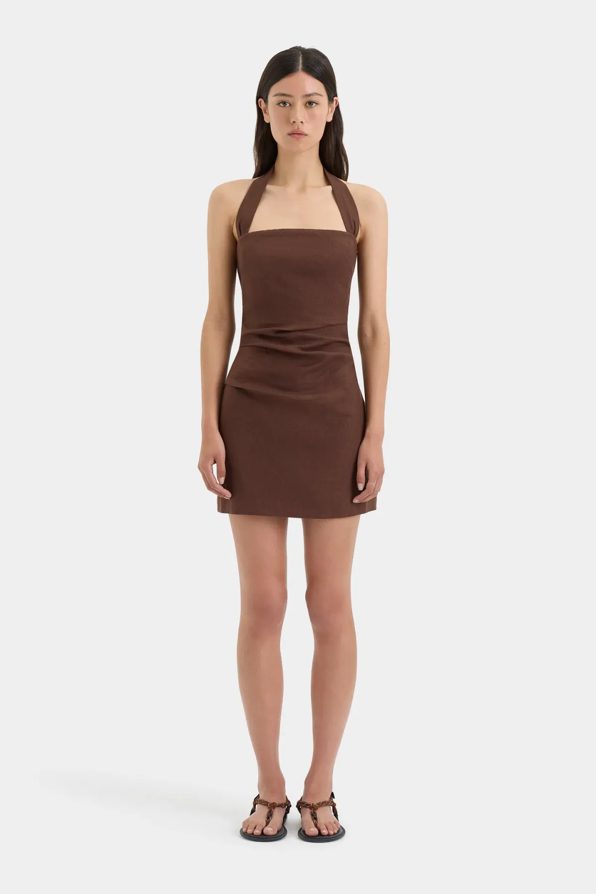 Sir The Label Noemi Halter Mini Dress Chocolate Brown Size 2 / AU 10 - Image 1